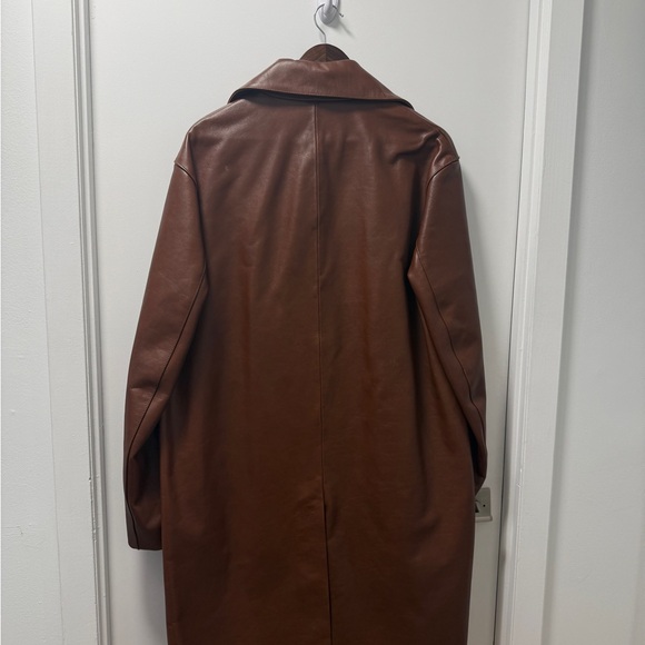Sandro Brown Leather Overcoat